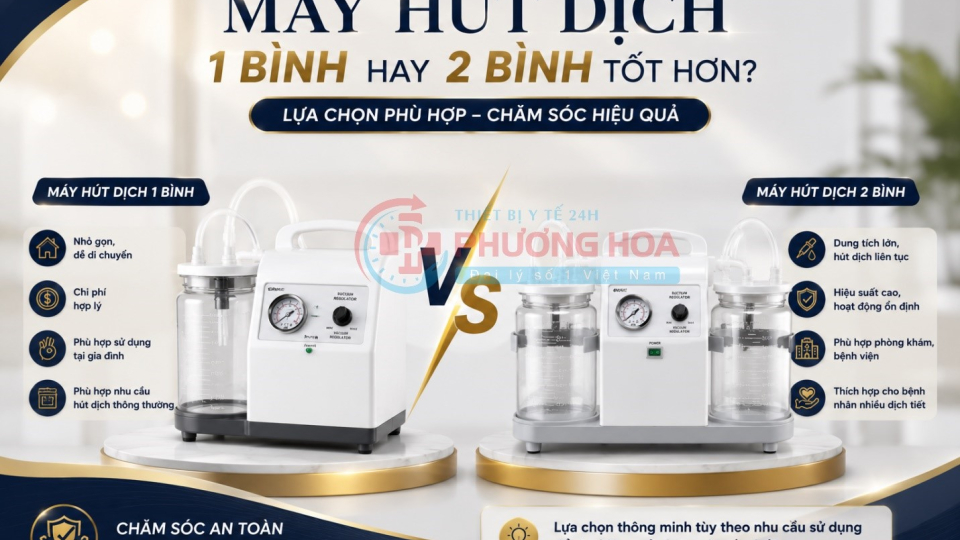 Máy hút dịch 1 bình hay 2 bình tốt hơn? So sánh chi tiết để lựa chọn phù hợp