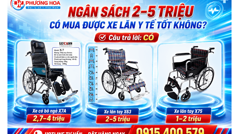 Ngân sách 2 - 5 triệu nên chọn xe lăn y tế nào?