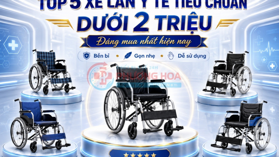 Top 5 xe lăn y tế tiêu chuẩn giá dưới 2 triệu đáng mua